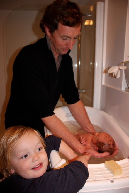 James' first bath at home