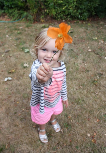 Poppy with her Poppy flower