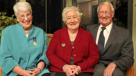 Descendants of Mercury founder John Davies, from left, Margaret Davies, sister Josephine and brother John, can recall their childhood days when three copies of the paper were delivered to their home. 