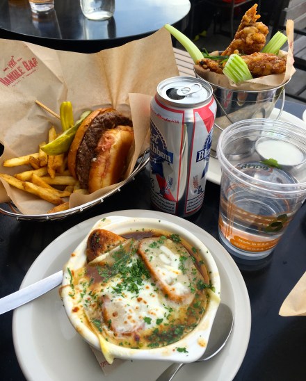 French Onion Soup, Burger and PBR's